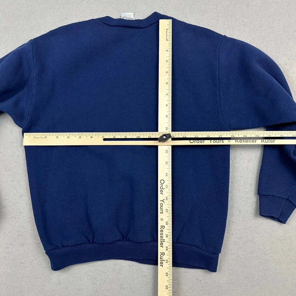 Vintage Nike Sweatshirt Boys Large Blue Solid Pullover Baby Swoosh Crewneck 90s